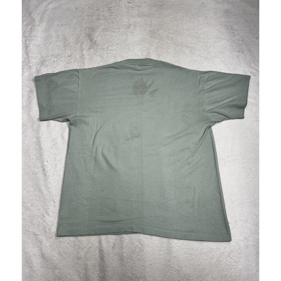 Vtg 90s Sandusky Bay Clothing Co Moss Green Single Stitch Graphic T-Shirt Size L - Picture 9 of 11